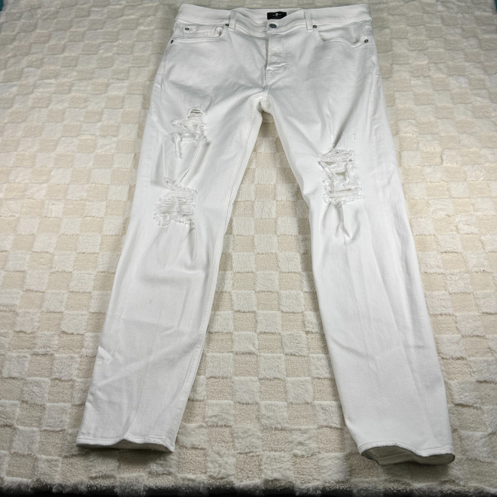 7 For All Mankind Men's‎ White Distressed Paxtyn Jeans Size 38